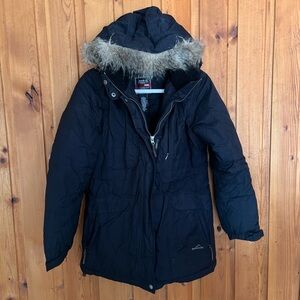 Eddie Bauer Black Weather Edge Down Parka Jacket